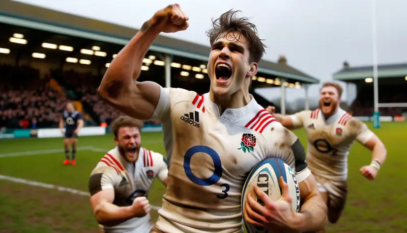 Um jogador de rugby que acaba de marcar um try