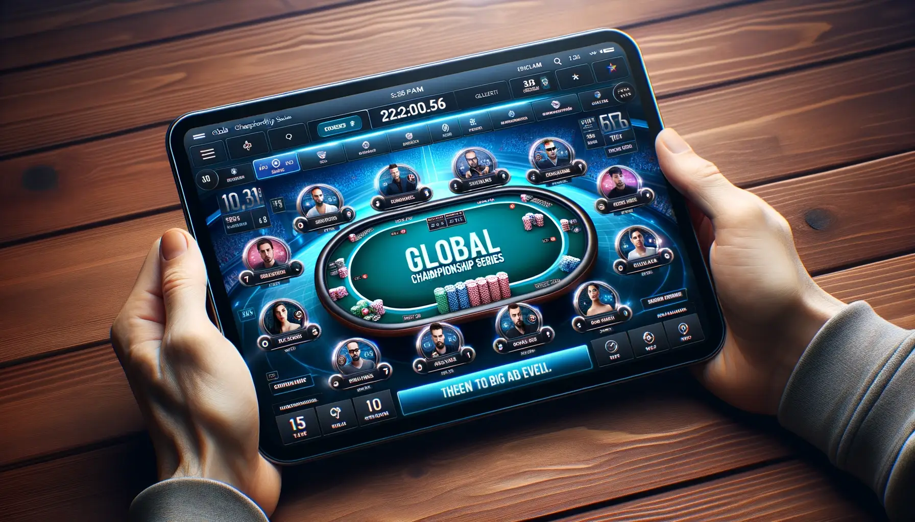 Mesa de poker durante um torneio internacional