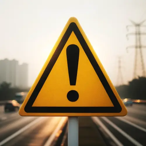Um sinal de aviso triangular com um ponto de exclamação