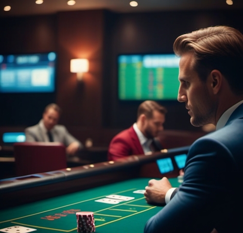 Um jogador de poker sentado à mesa